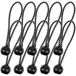 Bungee Ropes With Ball; 10pcs Black Bungee Ropes Set; Heavy Duty Tent Rubber Tensioner; Elastic Rope