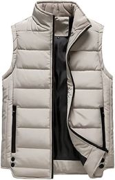 Men's Water-Resistant Lightweight Padded Keep warm Puffer Vest (size: KHAKI-3XL)
