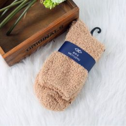3 Pairs Winter Warm Fluffy Socks In Women's Socks Cute Soft Elastic Coral Velvet Socks Indoor Floor Towel Socks Breathable Pure Colors (Color: Beige)