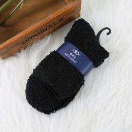 3 Pairs Winter Warm Fluffy Socks In Women's Socks Cute Soft Elastic Coral Velvet Socks Indoor Floor Towel Socks Breathable Pure Colors (Color: Black)