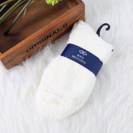 3 Pairs Winter Warm Fluffy Socks In Women's Socks Cute Soft Elastic Coral Velvet Socks Indoor Floor Towel Socks Breathable Pure Colors (Color: White)