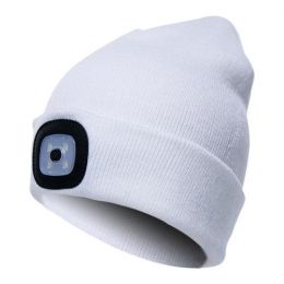 LED Knit Hat Button Cell Type Knitted Hat With Light Glowing (style: C, Color: White)