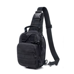 Men Backpack Tactical Sling Bag Chest Shoulder Body Molle Day Pack Pouch (colour: black)
