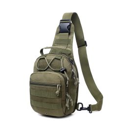 Men Backpack Tactical Sling Bag Chest Shoulder Body Molle Day Pack Pouch (colour: Military color)