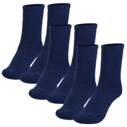 3 Pairs Men Warm Wool Socks Soft Cozy Winter Thermal Socks For Men Thick Heat-Trapping Moisture Wicking Socks (Color: DarkBlue)