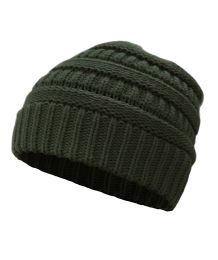 Beanie for Women and Men - Warm&Soft Winter Acrylic Patterned Knit Skull Cap (Set: Set of 1, Color: Dark Green WB)