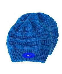Beanie for Women and Men - Warm&Soft Winter Acrylic Patterned Knit Skull Cap (Set: Set of 2, Color: Blue WB)