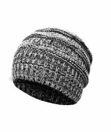 Beanie for Women and Men - Warm&Soft Winter Acrylic Patterned Knit Skull Cap (Set: Set of 1, Color: Black- White WB)