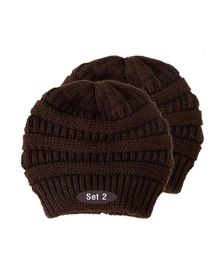 Beanie for Women and Men - Warm&Soft Winter Acrylic Patterned Knit Skull Cap (Set: Set of 2, Color: Brown WB)
