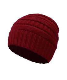 Beanie for Women and Men - Warm&Soft Winter Acrylic Patterned Knit Skull Cap (Set: Set of 1, Color: Red WB)
