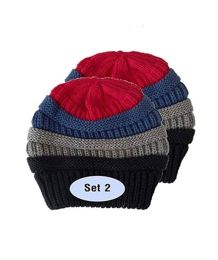 Beanie for Women and Men - Warm&Soft Winter Acrylic Patterned Knit Skull Cap (Set: Set of 2, Color: 4 Colors Mixed)