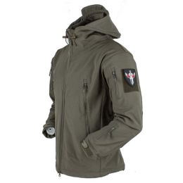 Dropshipping Men Military Tactical Jackets Outdoor Windproof Waterproof Men Warm Army Combat Jacket Men Hooded Bomber Coat (Color: Army Green, size: 2XL 80-90KG)